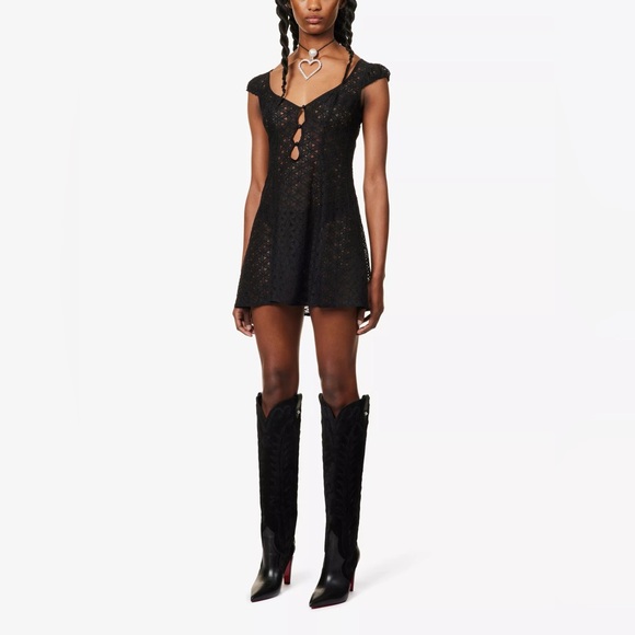MIRROR PALAIS Maria scoop-neck lace woven mini dress - Picture 5 of 6